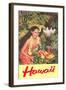 Hawaii, Hawaiian Woman with Fruit-null-Framed Art Print