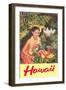 Hawaii, Hawaiian Woman with Fruit-null-Framed Art Print