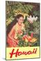 Hawaii, Hawaiian Woman with Fruit-null-Mounted Art Print