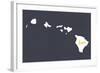 Hawaii - Home State - White on Gray-Lantern Press-Framed Art Print