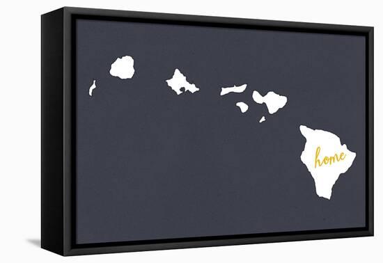 Hawaii - Home State - White on Gray-Lantern Press-Framed Stretched Canvas