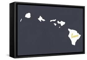 Hawaii - Home State - White on Gray-Lantern Press-Framed Stretched Canvas