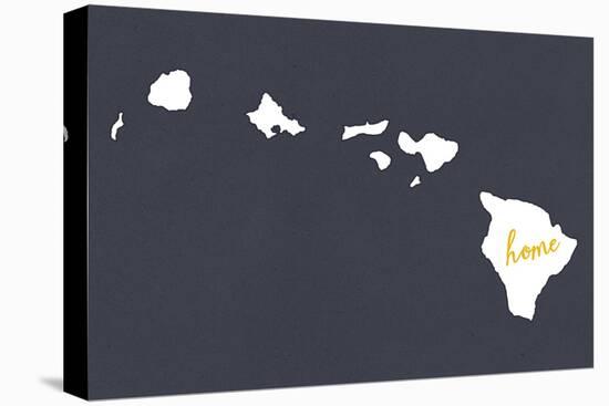 Hawaii - Home State - White on Gray-Lantern Press-Stretched Canvas