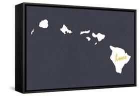 Hawaii - Home State - White on Gray-Lantern Press-Framed Stretched Canvas