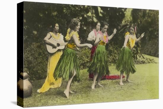 Hawaii - Hula Dancers in Color-Lantern Press-Stretched Canvas