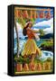 Hawaii Hula Girl on Coast - Kailua, Hawaii-Lantern Press-Framed Stretched Canvas