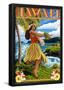 Hawaii Hula Girl on Coast-null-Framed Poster