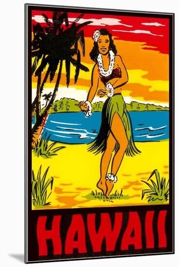 Hawaii, Hula Girl-null-Mounted Art Print