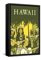 Hawaii, Hula Girls with Ukuleles-null-Framed Stretched Canvas