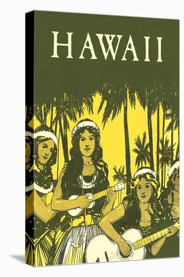 Hawaii, Hula Girls with Ukuleles-null-Stretched Canvas