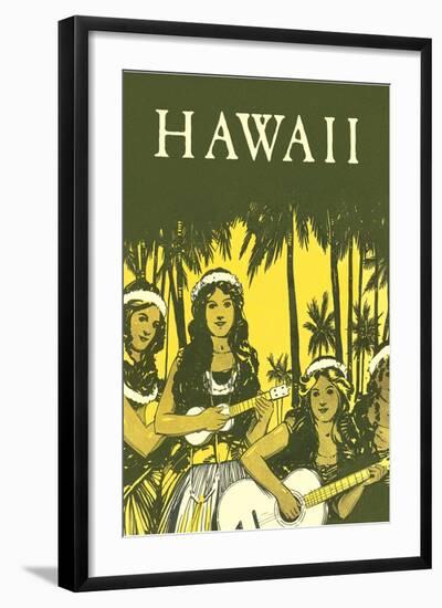 Hawaii, Hula Girls with Ukuleles-null-Framed Art Print