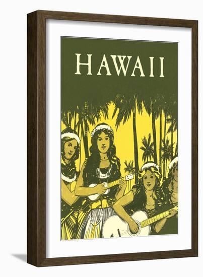 Hawaii, Hula Girls with Ukuleles-null-Framed Art Print