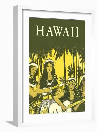 Hawaii, Hula Girls with Ukuleles-null-Framed Art Print