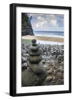 Hawaii, Kalalau Trail, Kauai, Napali, Napali Coast State Park, rock cairns-Lee Klopfer-Framed Photographic Print