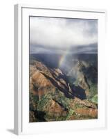 Hawaii, Kauai, Waimea Canyon State Park, a Rainbow over Waimea Canyon-Christopher Talbot Frank-Framed Photographic Print