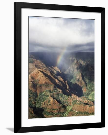 Hawaii, Kauai, Waimea Canyon State Park, a Rainbow over Waimea Canyon-Christopher Talbot Frank-Framed Photographic Print