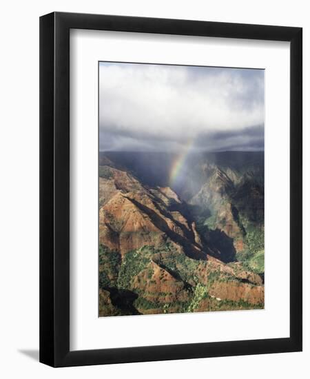 Hawaii, Kauai, Waimea Canyon State Park, a Rainbow over Waimea Canyon-Christopher Talbot Frank-Framed Premium Photographic Print