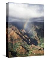 Hawaii, Kauai, Waimea Canyon State Park, a Rainbow over Waimea Canyon-Christopher Talbot Frank-Stretched Canvas