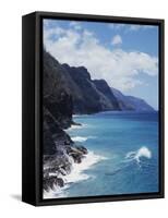 Hawaii, Kauai, Waves from the Pacific Ocean Along the Na Pali Coast-Christopher Talbot Frank-Framed Stretched Canvas