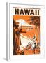 Hawaii, King Kamehameha and Outriggers-null-Framed Art Print