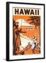 Hawaii, King Kamehameha and Outriggers-null-Framed Art Print