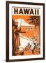 Hawaii, King Kamehameha and Outriggers-null-Framed Art Print