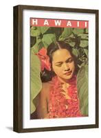 Hawaii, Lady in Taro Leaves with Lei-null-Framed Art Print