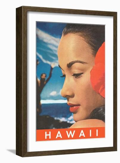 Hawaii, Lady with Hibiscus-null-Framed Art Print