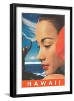 Hawaii, Lady with Hibiscus-null-Framed Art Print