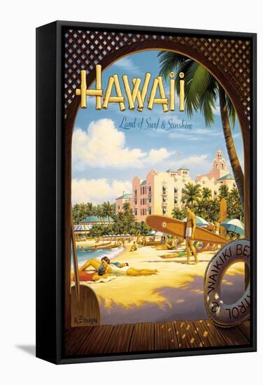 Hawaii, Land of Surf and Sunshine-Kerne Erickson-Framed Stretched Canvas