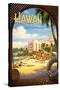 Hawaii, Land of Surf and Sunshine-Kerne Erickson-Stretched Canvas