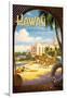 Hawaii, Land of Surf and Sunshine-Kerne Erickson-Framed Art Print