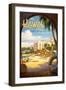 Hawaii, Land of Surf and Sunshine-Kerne Erickson-Framed Art Print