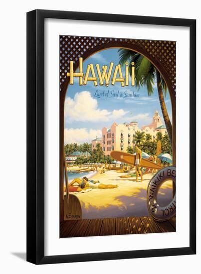 Hawaii, Land of Surf and Sunshine-Kerne Erickson-Framed Art Print