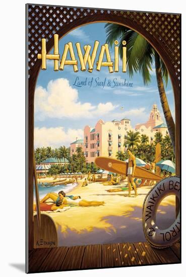 Hawaii, Land of Surf and Sunshine-Kerne Erickson-Mounted Art Print