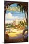 Hawaii, Land of Surf and Sunshine-Kerne Erickson-Mounted Art Print