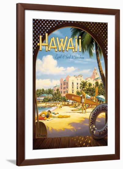 Hawaii, Land of Surf and Sunshine-Kerne Erickson-Framed Art Print