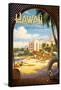 Hawaii, Land of Surf and Sunshine-Kerne Erickson-Framed Stretched Canvas