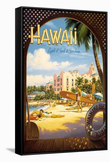 Hawaii, Land of Surf and Sunshine-Kerne Erickson-Framed Stretched Canvas
