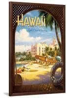 Hawaii, Land of Surf and Sunshine-Kerne Erickson-Framed Art Print