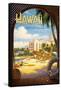 Hawaii, Land of Surf and Sunshine-Kerne Erickson-Framed Stretched Canvas