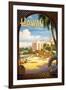 Hawaii, Land of Surf and Sunshine-Kerne Erickson-Framed Art Print