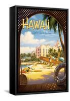 Hawaii, Land of Surf and Sunshine-Kerne Erickson-Framed Stretched Canvas