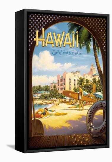 Hawaii, Land of Surf and Sunshine-Kerne Erickson-Framed Stretched Canvas