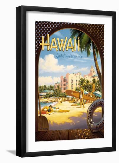 Hawaii, Land of Surf and Sunshine-Kerne Erickson-Framed Art Print