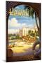 Hawaii, Land of Surf and Sunshine-Kerne Erickson-Mounted Art Print