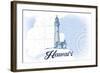 Hawaii - Lighthouse - Blue - Coastal Icon-Lantern Press-Framed Art Print
