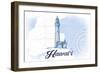 Hawaii - Lighthouse - Blue - Coastal Icon-Lantern Press-Framed Art Print