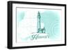 Hawaii - Lighthouse - Teal - Coastal Icon-Lantern Press-Framed Art Print