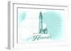 Hawaii - Lighthouse - Teal - Coastal Icon-Lantern Press-Framed Art Print